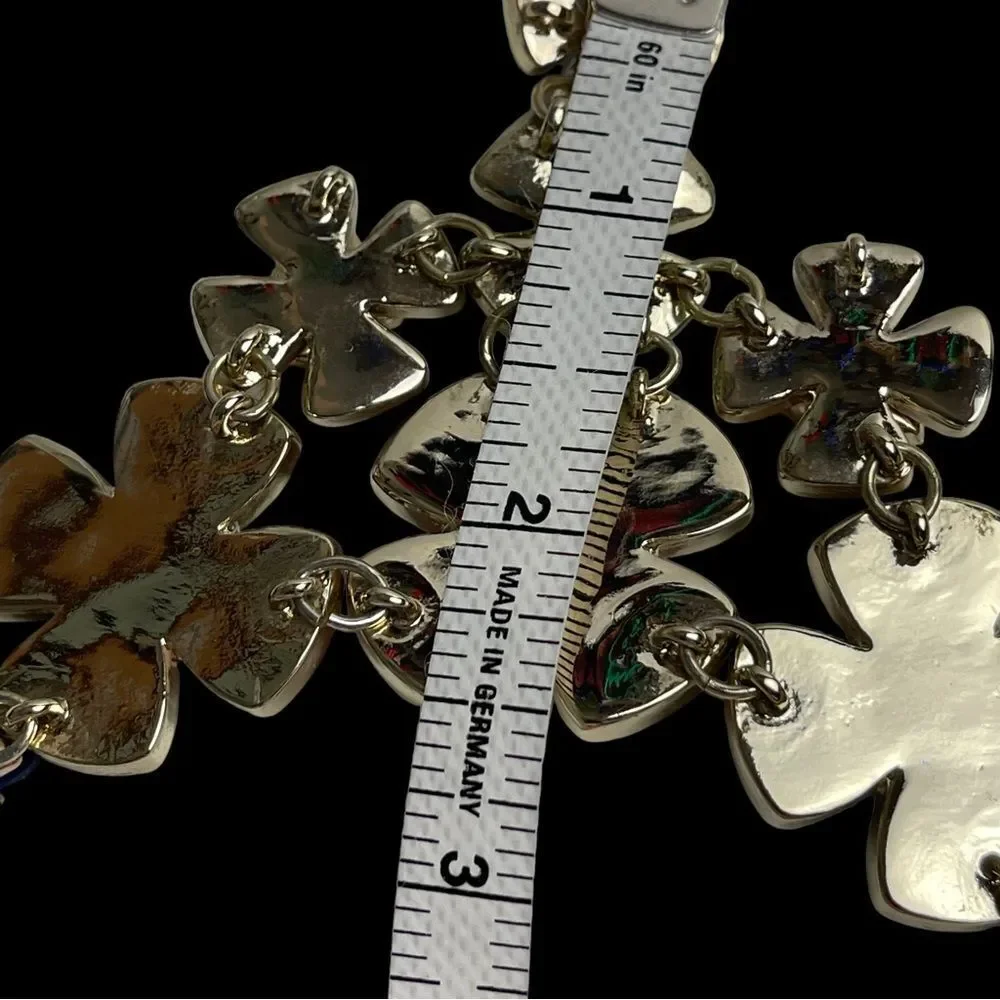 The Limited ORANGE and BLUE Flower Necklace with Gold Chain
